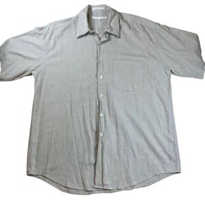 Perry Ellis Short Sleeve Button Up Shirt Mens Size Large Beige‎ Plaid Casual